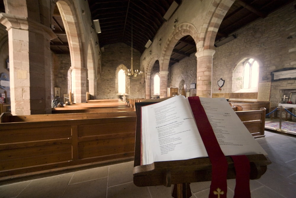 Church Sanctuary Holy Island Bewick England Canvas Art - John Short Design Pics (18 x 12)
