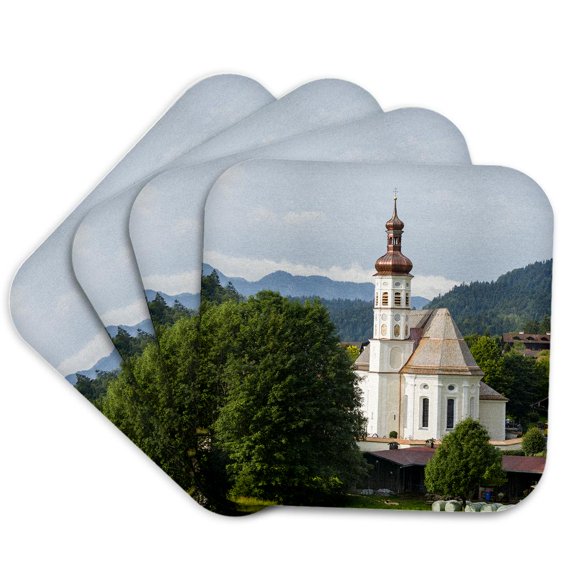 3drose, Church Sankt Michael in the Bavarian Alps. Germany, Bavaria, Set of 4 Coasters - Soft