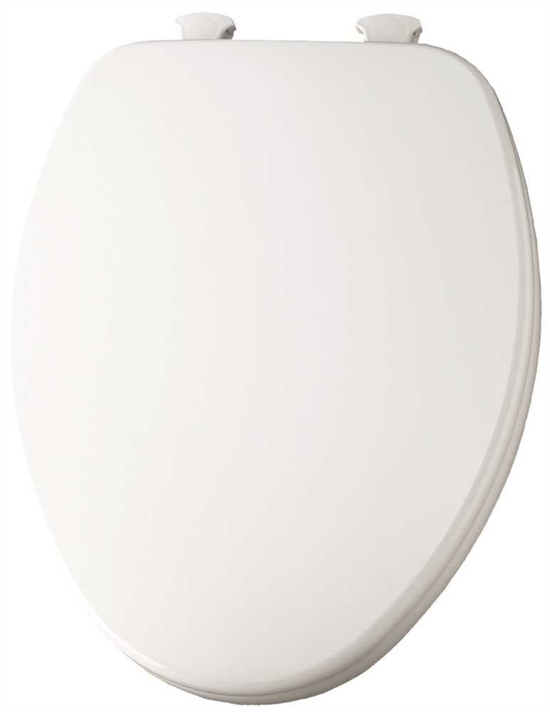 White Enameled Wood Elongated Toilet Seat with Easy Clean Hinges