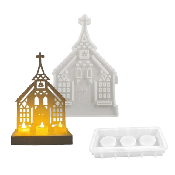Church Shaped Candle Stand Mold Plug-in Candlestick Molds Candle Holder Mould