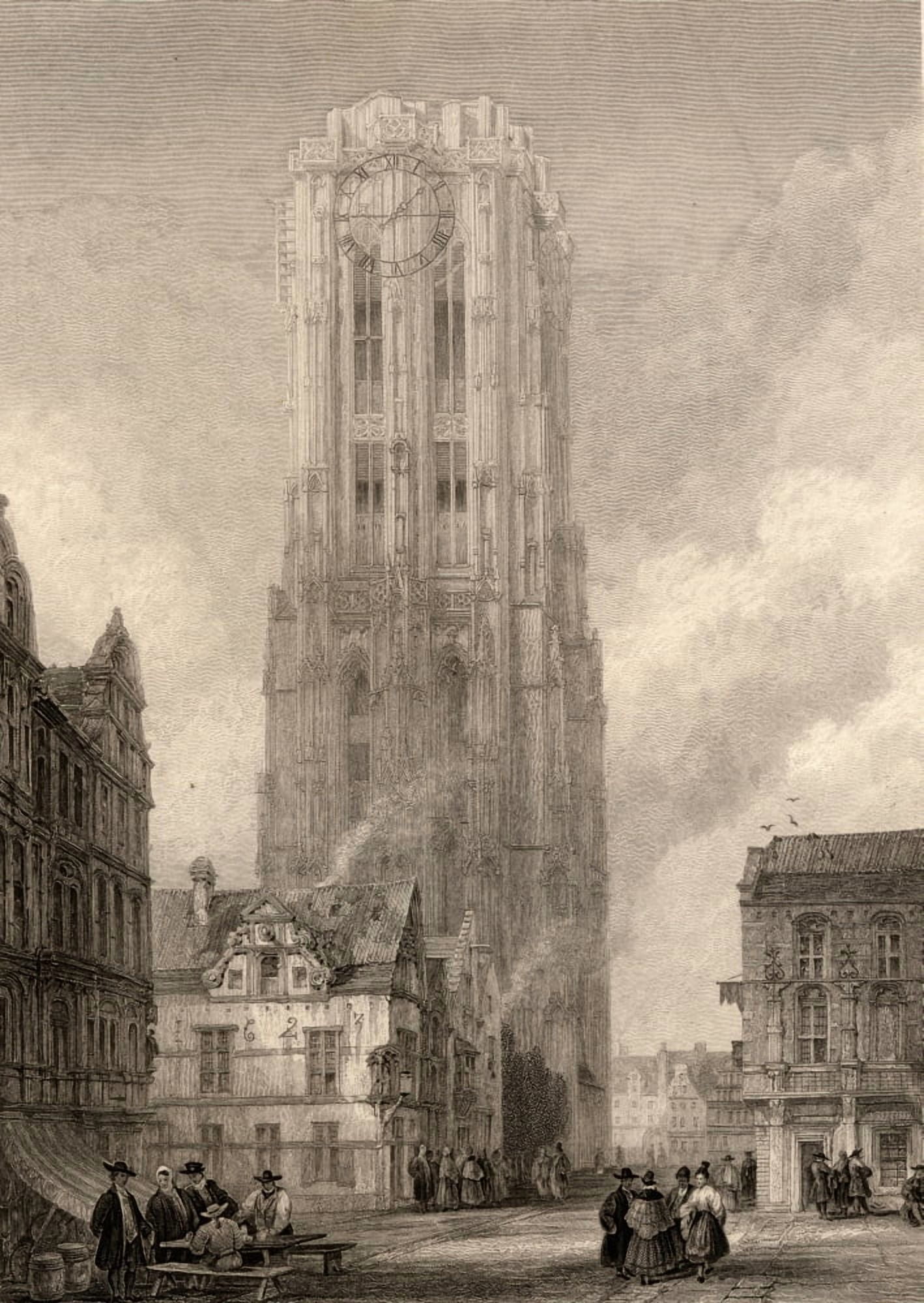 Church Of St Rombaut Or Rumold 13Th And 14Th Century In Mechlin Belgium Engraved By J Le Heux From A 19Th Century Print By D Roberts Canvas Art - Ken Welsh Design Pics (12 x 18)