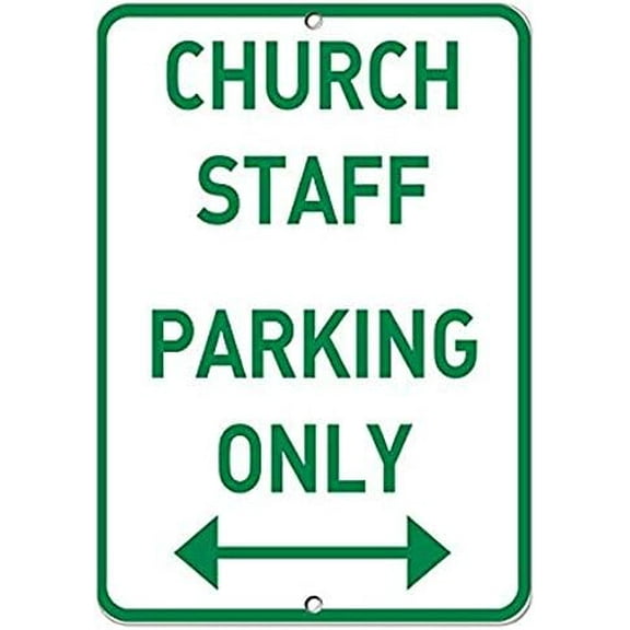 Church Staff Parking Only with Arrow Church Sign Parking Sign Safety Traffic Sign Notice Sign Warning Sign 12X8 Inches Metal Tin Sign