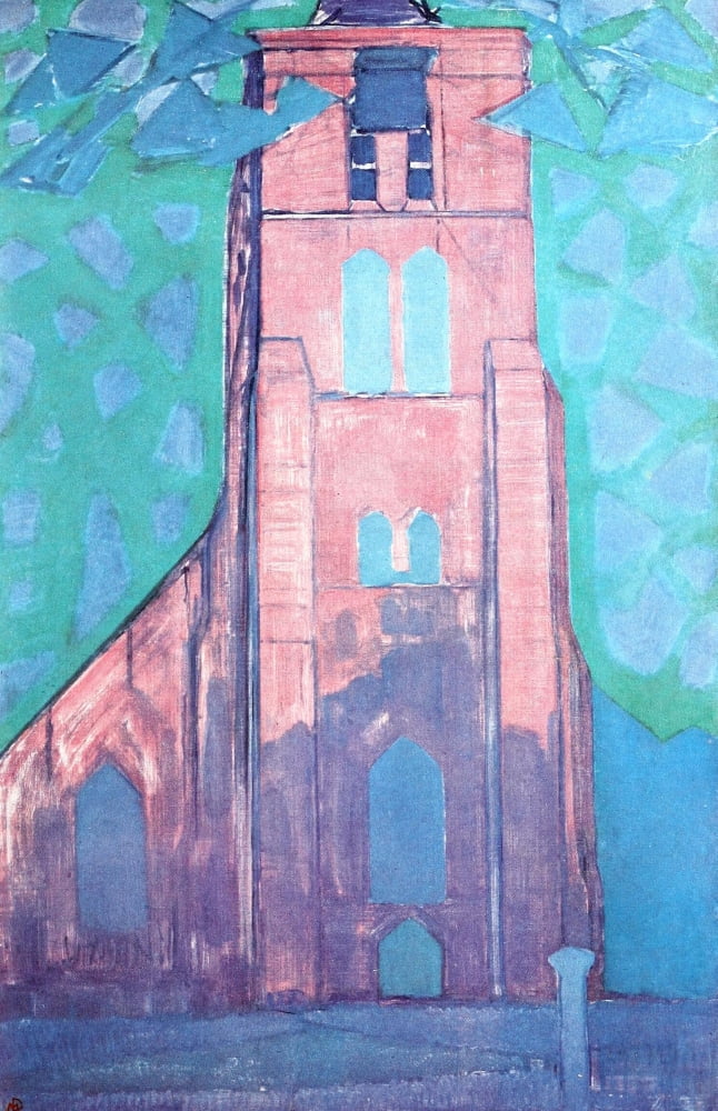 Church Tower at Domburg c1909 Canvas Art - Piet Mondrian (18 x 24)