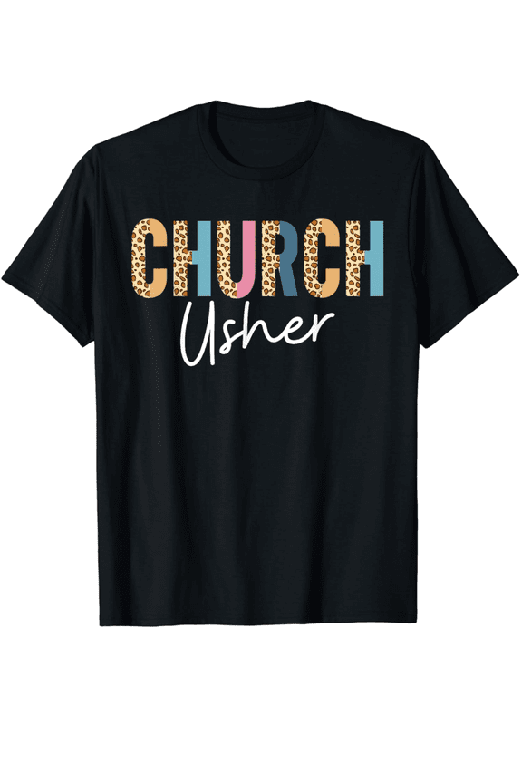 Church Usher Christian Bible Verse Leopard Pattern T-Shirt