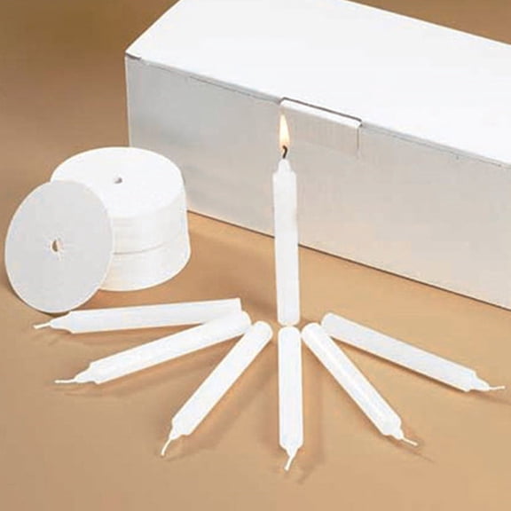 Church Vigil Devotional Unscented White Candles with Drip Protectors  1/2" x 4 1/4", 50 Count