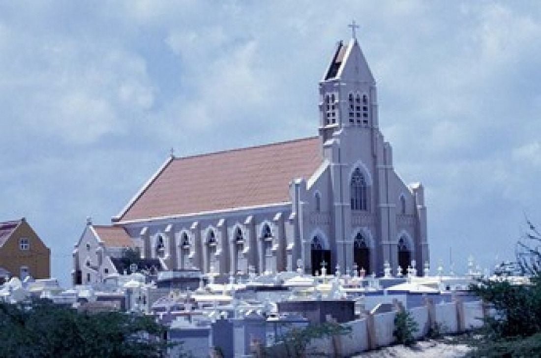 Church at Jan Kok Curacao Caribbean Canvas Art - Michele Westmorland DanitaDelimont (27 x 18)