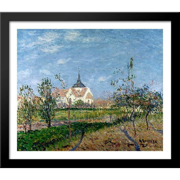 Church at Notre Dame at Vaudreuil 32x28 Large Black Wood Framed Print Art by Gustave Loiseau