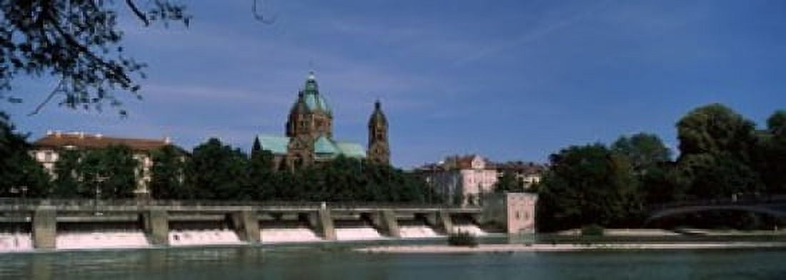 Church at the riverside St Luke Church Isar Munich Bavaria Germany Canvas Art - Panoramic Images (18 x 7)