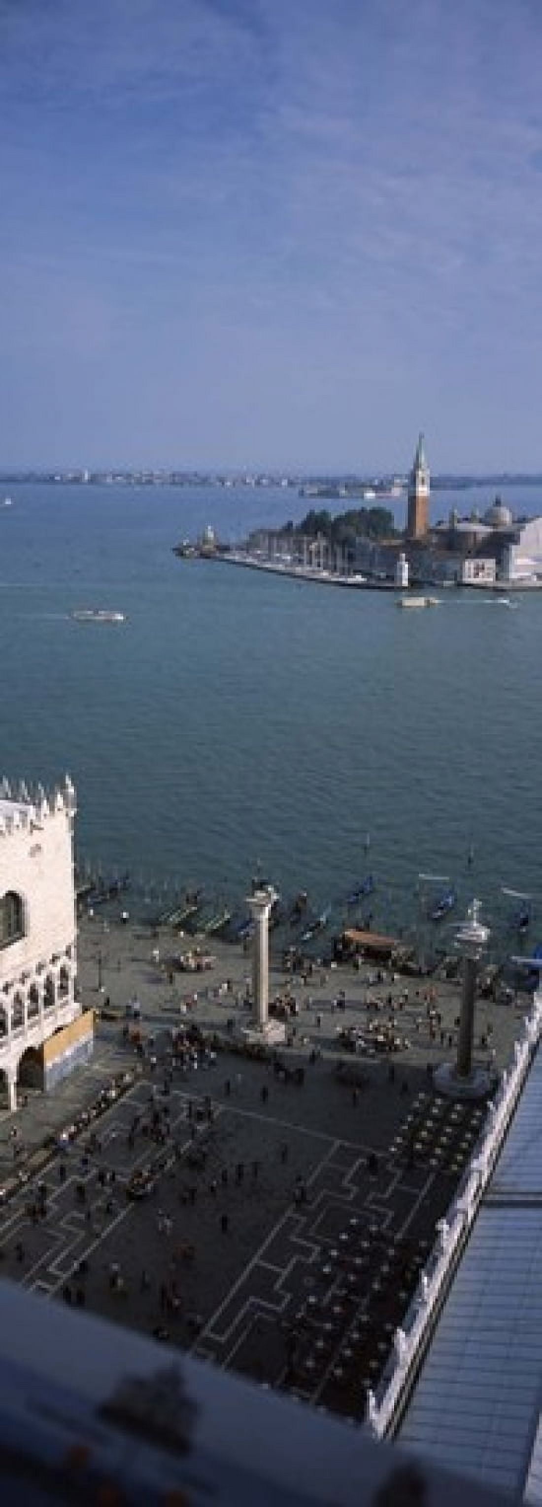 Church and bell tower from St Marks Campanile Canale di San Marco Doges Palace San Giorgio Maggiore Venice Veneto Italy Canvas Art - Panoramic Images (18 x 7)