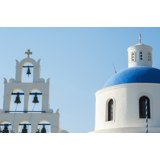 Carvas Design Church domed roof and bells Oia Santorini Greece Canvas Art - Dosfotos ...