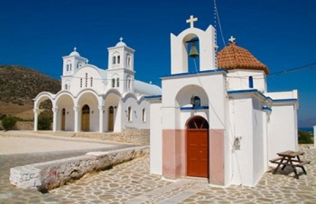 Church in Small Town of Dryos Paros Greece Canvas Art - Bill Bachmann DanitaDelimont (17 x 11)