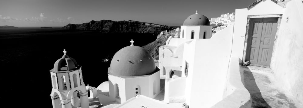 Church in a city Santorini Cyclades Islands Greece Canvas Art - Panoramic Images (7 x 18)