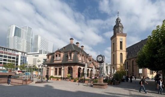 Church in a city St Catherines Church Hauptwache Frankfurt Hesse Germany Canvas Art - Panoramic Images (36 x 22)