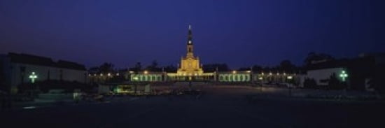 Church lit up at night Our Lady Of Fatima Fatima Portugal Canvas Art - Panoramic Images (36 x 12)