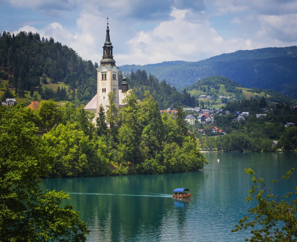 Church of the Assumption on Bled Island Bled Upper Carniola Slovenia Canvas Art - Ken Welsh Design Pics (34 x 28)