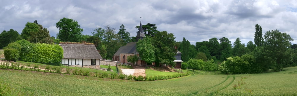 Church of the village of Colletot Eure Haute-Normandy France Canvas Art - Panoramic Images (27 x 9)