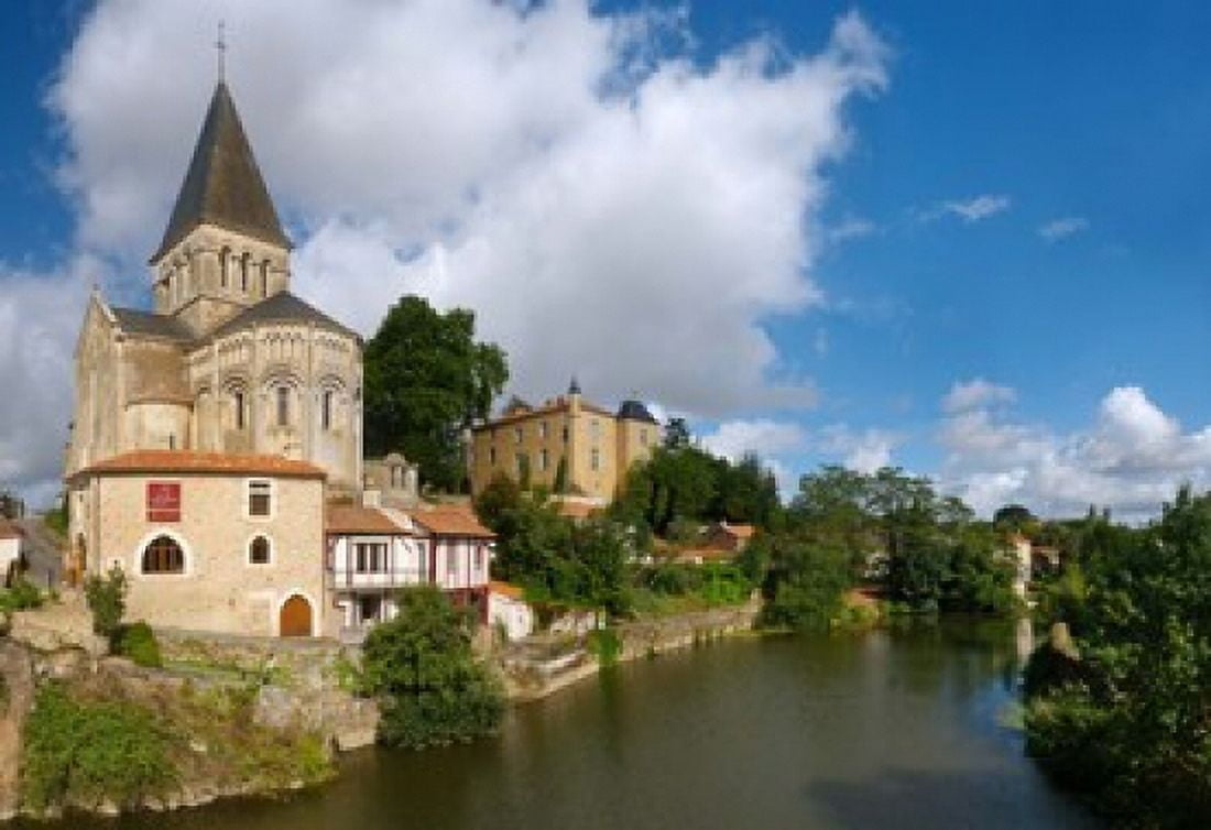 Church on a hill Saint Sauveur Church Mareuil-Sur-Lay-Dissais Pays De La Loire Vendee France Canvas Art - Panoramic Images (36 x 25)