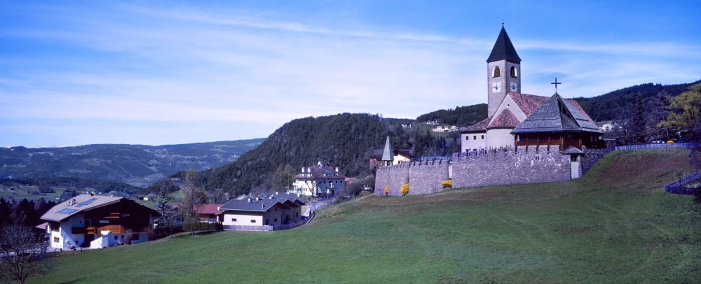 Church on a hill San Costantino Dolomites South Tyrol Italy Canvas Art - Panoramic Images (27 x 9)