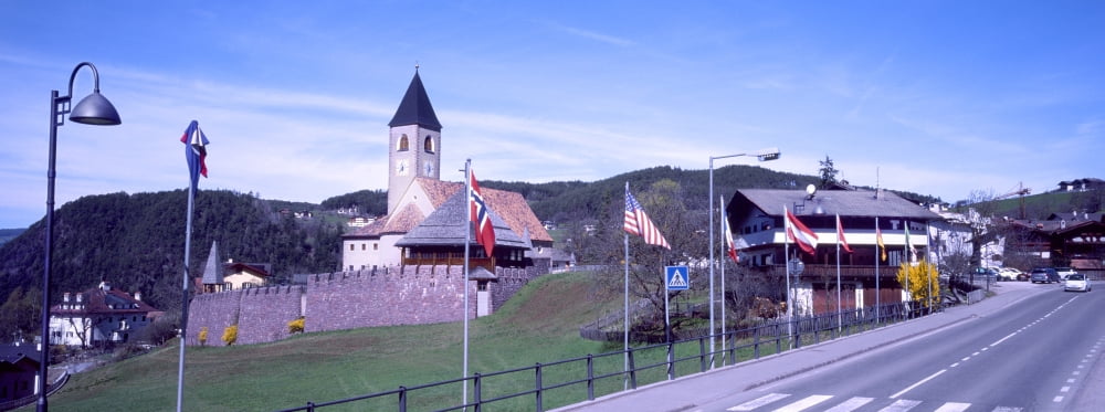 Church on a hill San Costantino Dolomites South Tyrol Italy Canvas Art - Panoramic Images (36 x 12)