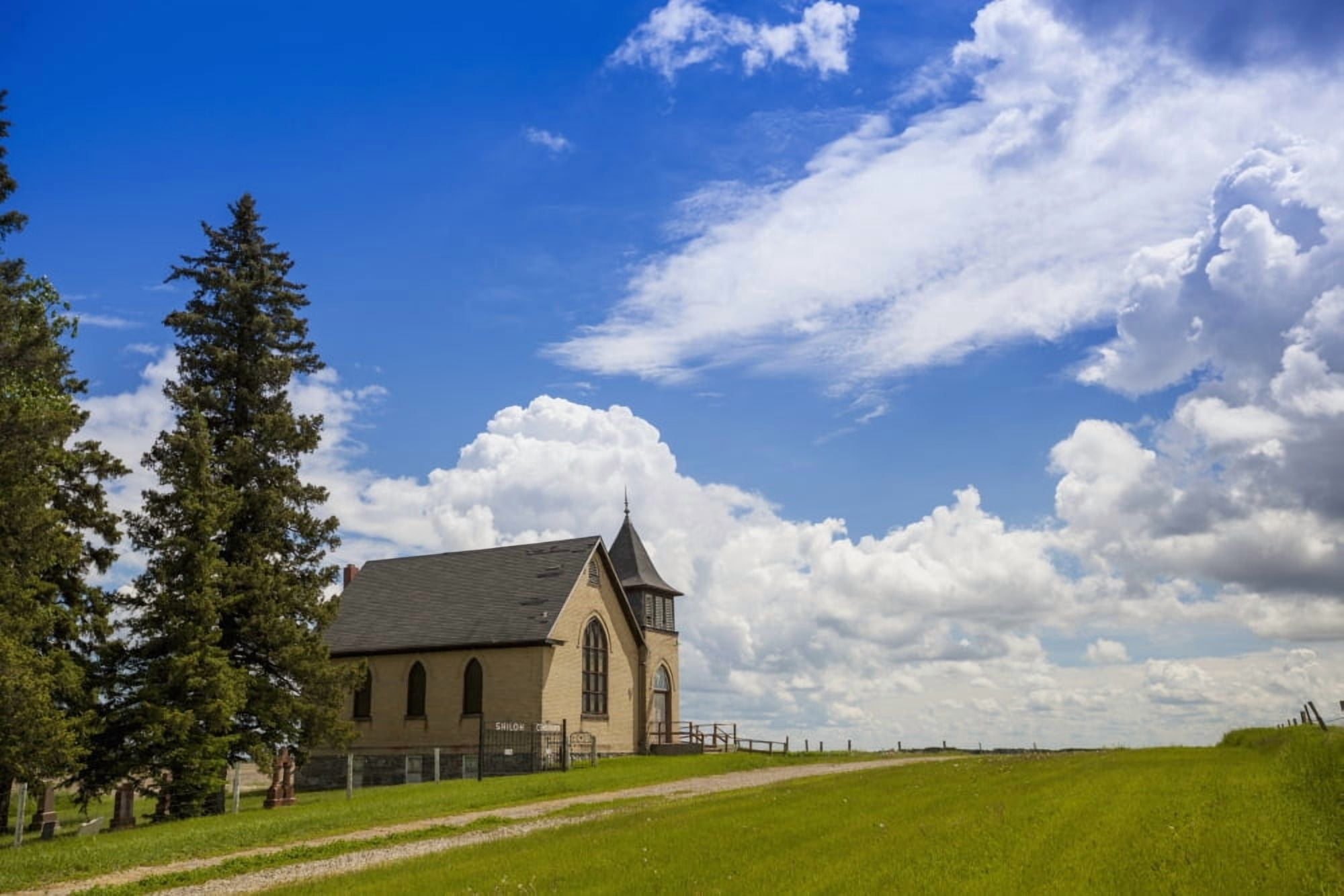 Church on a hill in a rural setting Winnipeg Manitoba Canada Canvas Art - Susan Dykstra Design Pics (38 x 24)