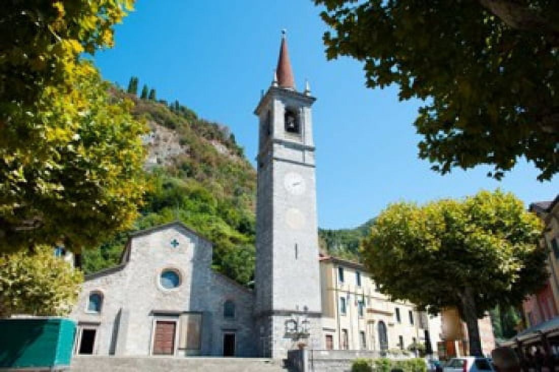 Church on main square Varenna Lake Como Lombardy Italy Canvas Art - Panoramic Images (36 x 24)