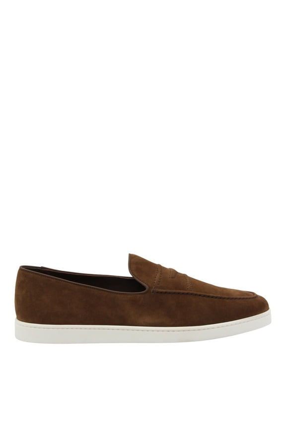 Moccasin-Style Brown Suede Slip-On Shoes Black (Men's)