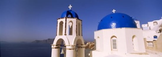 Church with sea in the background Santorini Cyclades Islands Greece Canvas Art - Panoramic Images (36 x 13)