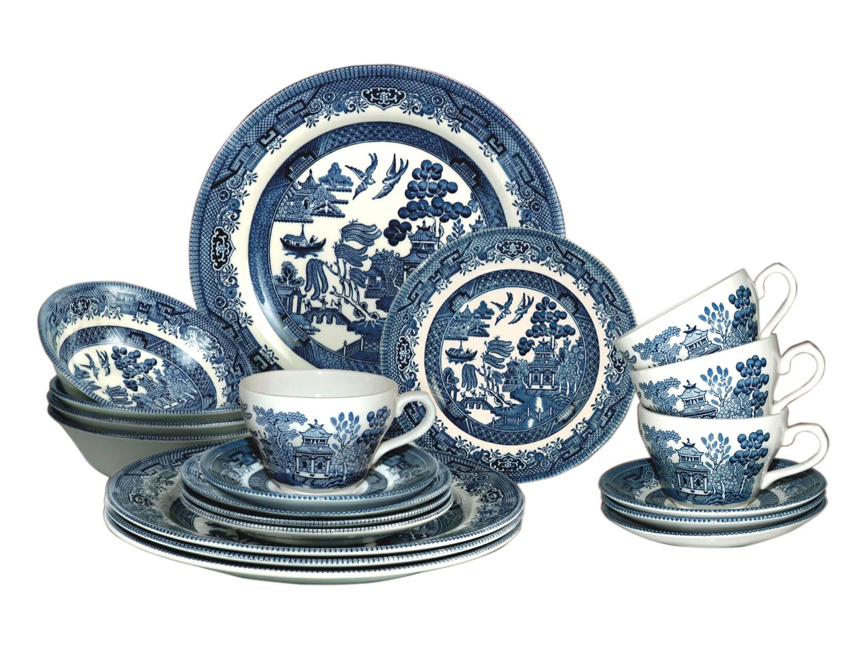 Churchill Blue Willow 20 Piece Dinner Set Made In England