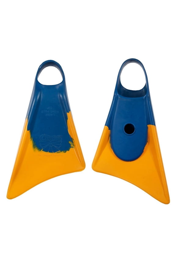 Makapuu Adult Unisex Floating Rubber Swim Fins, Blue/Orange, Small