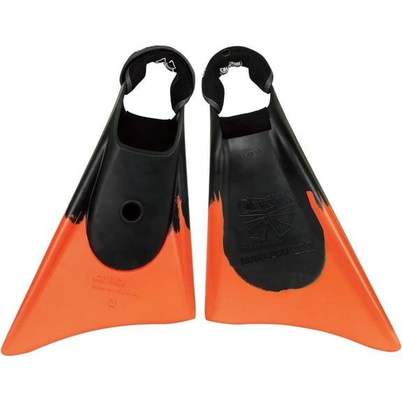 Churchill® Makapuu PRO Swim Fins Made of Premium Malaysian Rubber – 2026 Performance Bodyboarding Fins with Stiff Blade Rails, Dolphin Tail & Fin Tethers (Large)