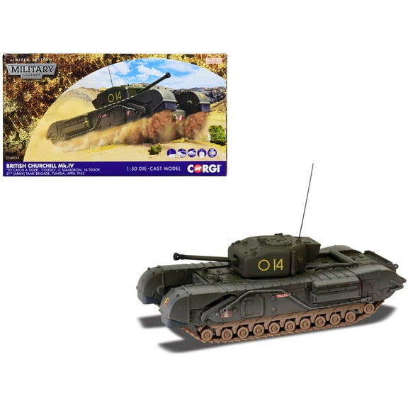 Churchill Mk.IV Tank "'To Catch a Tiger' 'Toledo' C Squadron 14 Troop 21st Army Tank Brigade Tunisia" (1943) British Royal Army "Military Legends" Series 1/50 Diecast Model by Corgi