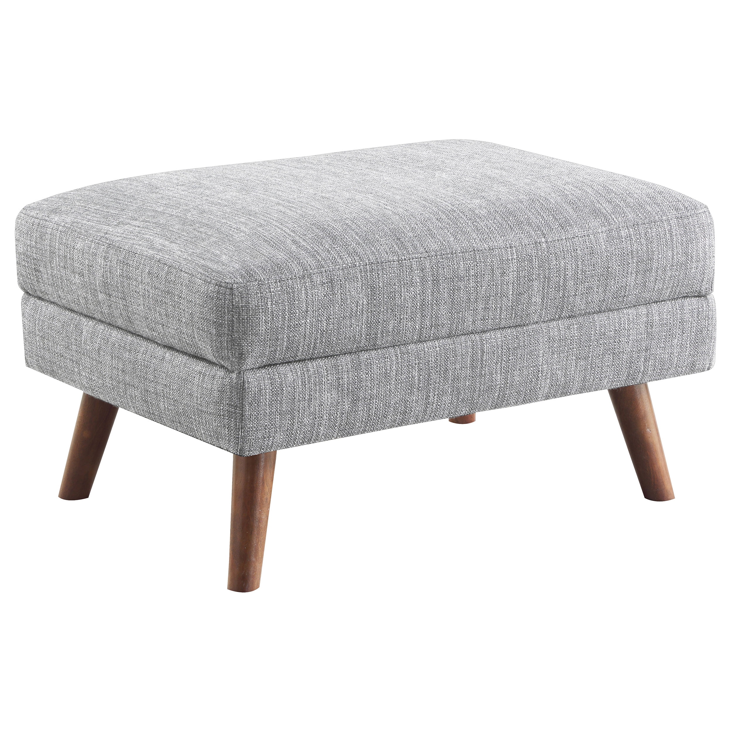 Churchill Light Grey Tufted Ottoman with Tapered Dark Legs