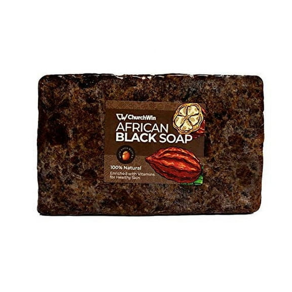 Churchwin African Black Soap (1 Pound), 100% Natural Soap, For Acne, Dry Skin and Rashes, Face and Body Wash, For All Skin Types, Authentic Handmade Soap, Pure Raw Ingredient