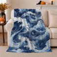 thumbnail image 1 of Churning Japanese Wave Art Dramatic Artistic Scene, Dramatic Artistic Scene, Warm Flannel Blanket for Beach House and Reading Nook, Beach Lovers Birthday Gift, Artistic Home Decor, 1 of 9