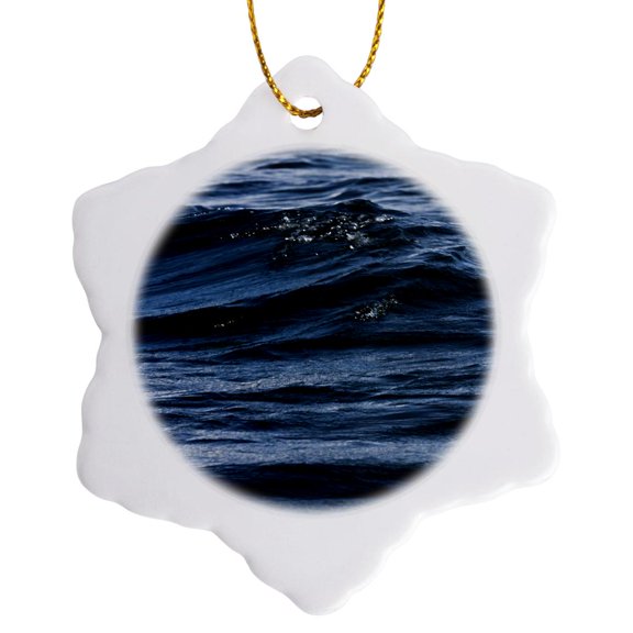 3drose, Churning Ocean Waves Sea Open Water, 3 inch Snowflake Porcelain Ornament