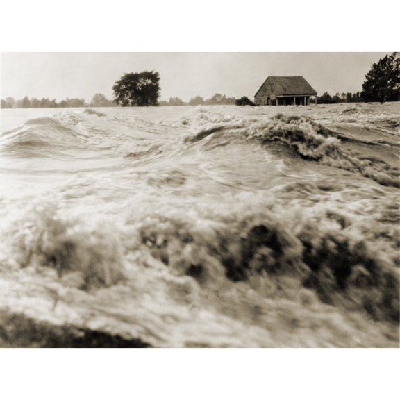 Churning Waters Of The Red River During The Flood Of 1927 Near Moreauville History (24 x 18)