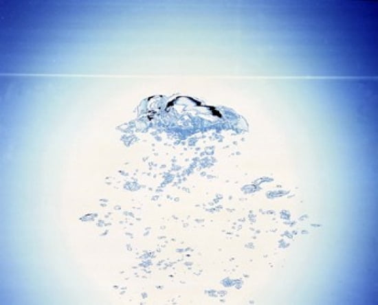 Churning bubbles rising upwards with bright light background Canvas Art - Panoramic Images (24 x 20)