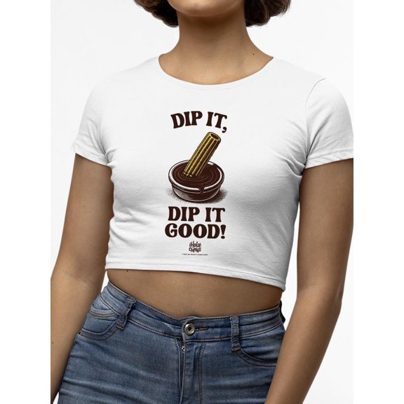 Churro Dipping Chocolate Artwork - Fun Dessert Lover Women's Crop Tee