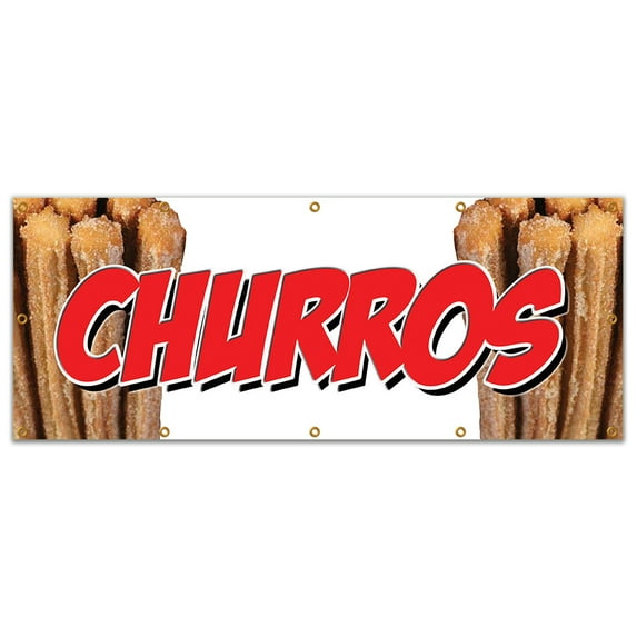 Churros Banner 48" X 120" Heavy Duty 13 Oz Vinyl Banners with Grommets Single Sided