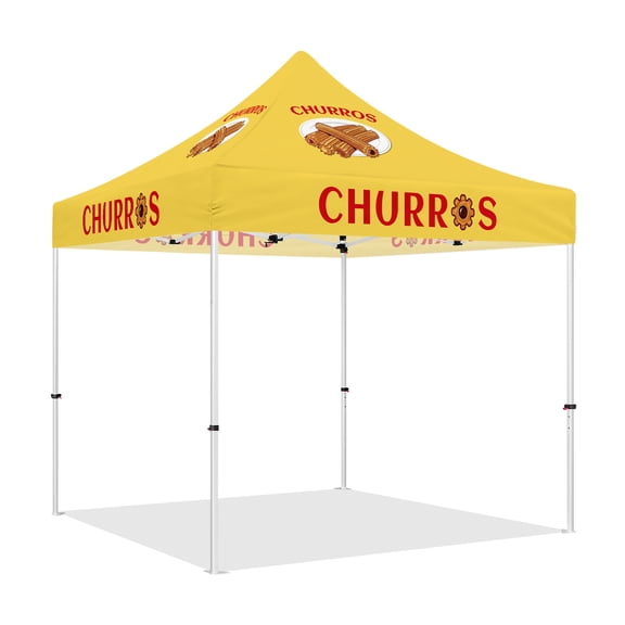 Churros Tent Street Food Booth, 10x10 Pop Up Market Vendor Tent Canopy for Churros Spanish Snacks, Heavy Duty Business Advertising Canopy