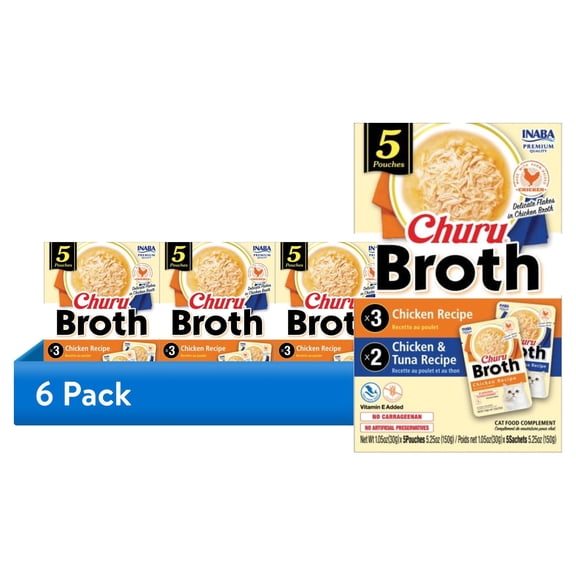 (6 pack) Churu Broth 5ct Chicken & Tuna Variety