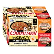 INABA Churu Meal in Gravy Adult Wet Dog Food, 9.5 oz cup, 12-count, Chicken Variety