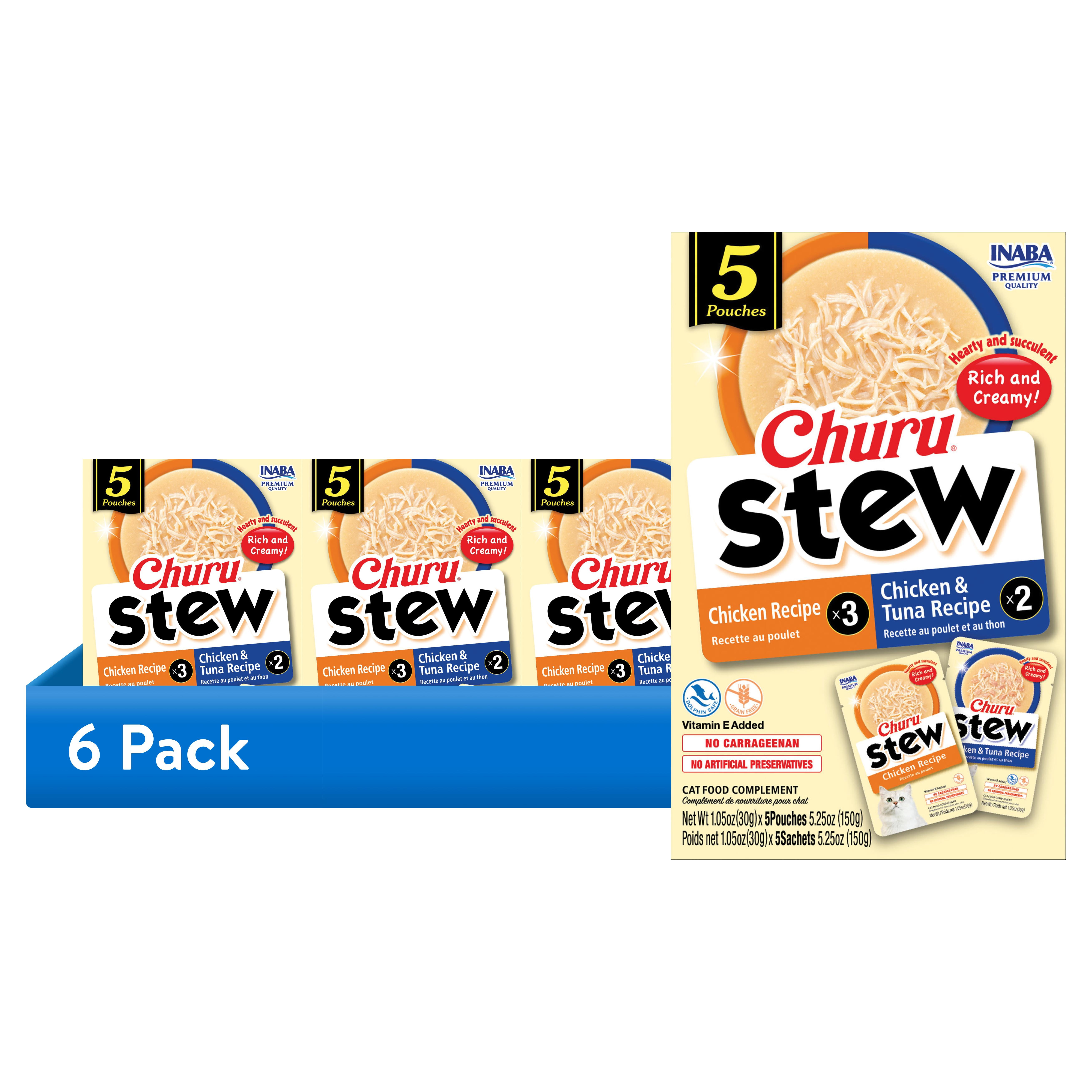 (6 pack) INABA Churu Stew for Cats, Creamy Broth Gelée with Shredded ...