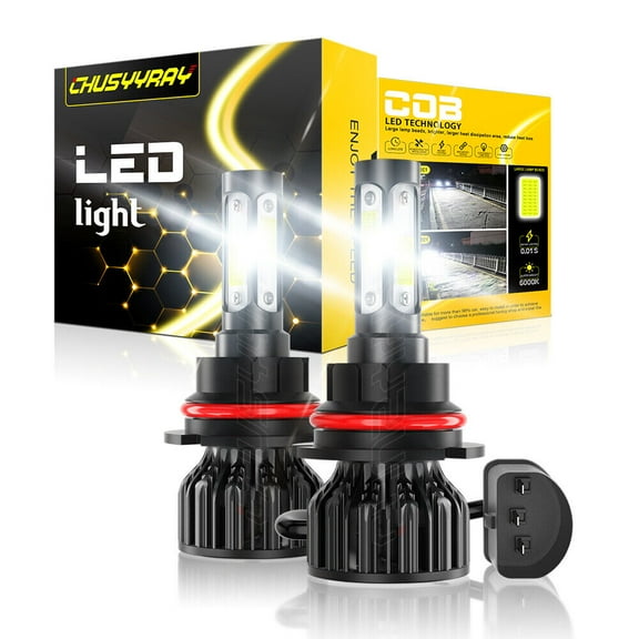 Chusyyray 9004 9007 LED Headlight Bulb, 300% Brightness 16000 Lumens Per Pair, 6000K Xenon White, High Beam&Low Beam, Two Functions, Hb5 Led Replacement Bulbs, Pack Of 2