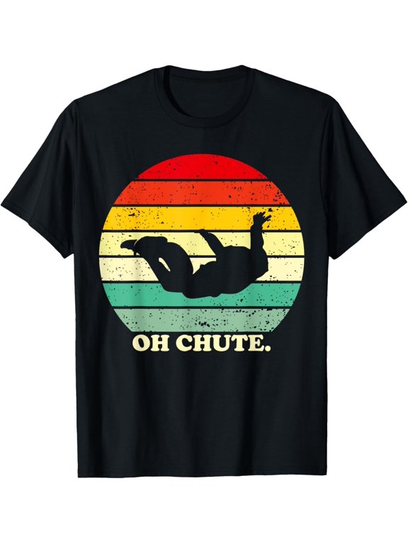 Chute | Skydiving Skydive Sky Diving Skydiver T-Shirt men and women can wear, black, white, gifts