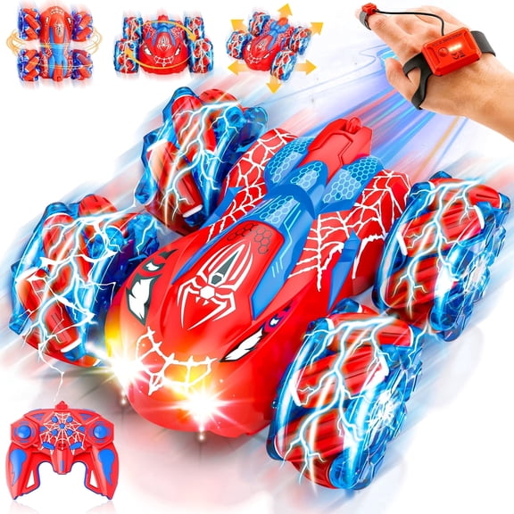 Chuvikid Remote Control Car, RC Car 2.4GHz Spider Double-Sided RC Stunt Car,360 Spins,Remote Control Vehicle Toy Gift for Boys & Girls 6-12