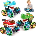thumbnail image 1 of Chuvikid 3 Pack Monster Truck Toy,Motion Activated Light Up Cars for Toddlers- Bull,Shark,Crocodile,Press and Go Cars Gifts for Boys Gifts Ages 3-7, 1 of 7