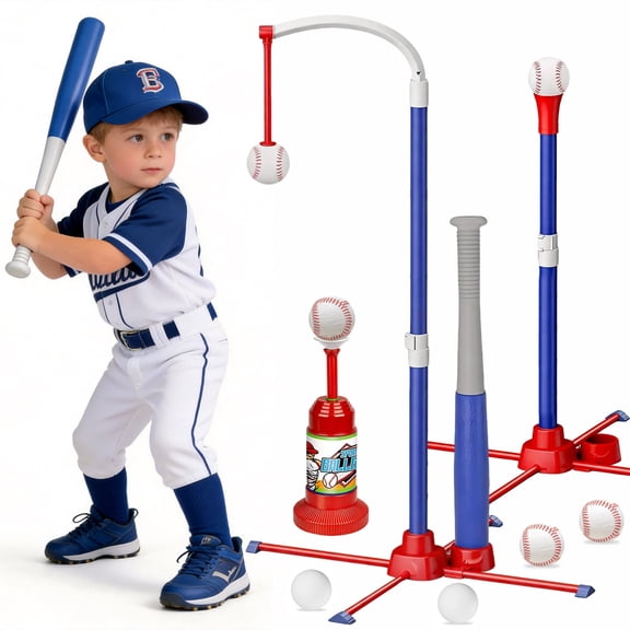 Chuvikid 3-in-1 Kids Baseball Set,T-Ball Sport Games Toys for Boys & Girls,Indoor/Outdoor Sport Gifts for Boys Girls 1-8 Year Old