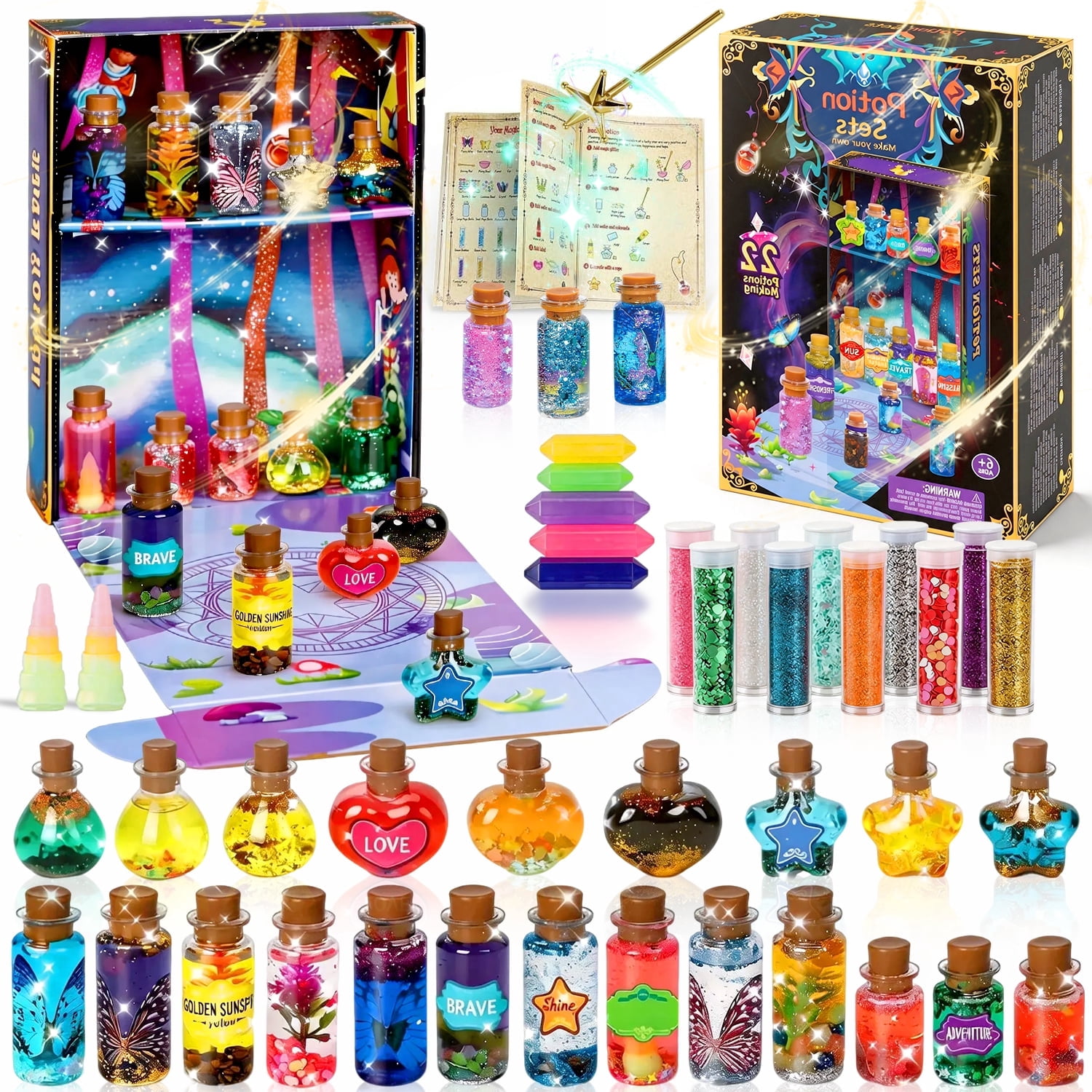 Chuvikid Fairy Magic Potions Kit,22 Mixed Magic Potion Bottles for Kids,Potion Making Kit Birthday Gifts Toys for Girls Boys Ages 6 -12