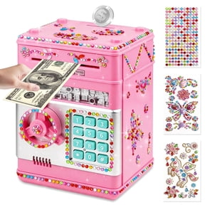Chuvikid Piggy Bank for Kids,Safe Piggy Bank with Password Code Lock,Mini ATM Cash Coin Saving Box for Gifts Kids Age 3-12